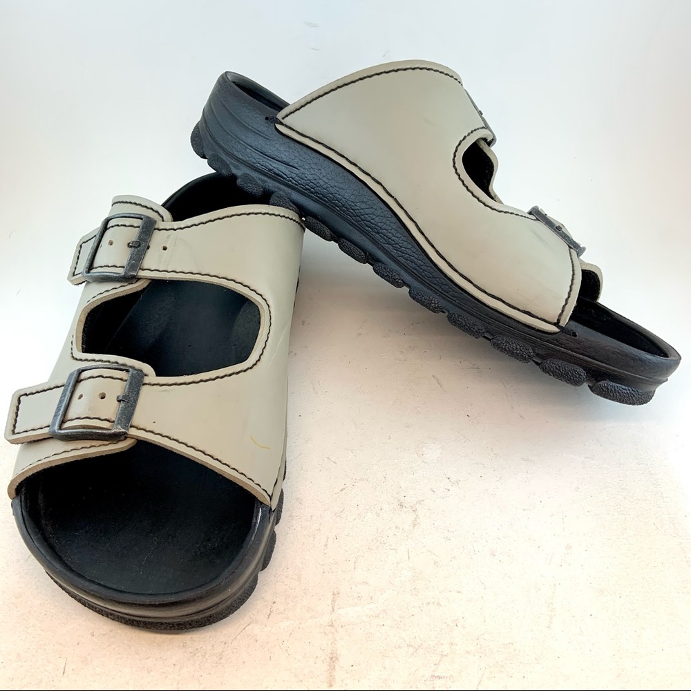 Vintage Tatami by Birkenstock Unisex Arizona Vegan Greige Sandals NO INSOLES